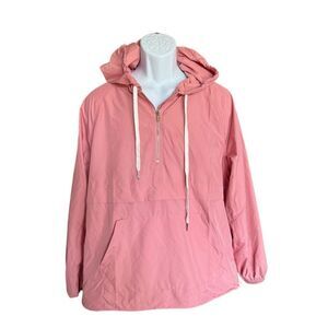 Womens Main Strip Pink Lightweight Waterproof Windbreaker Jacket - Sz M